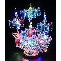 Amazon｜テキーラ観覧車 船型 LED酒ボトルの表示棚 24カップ